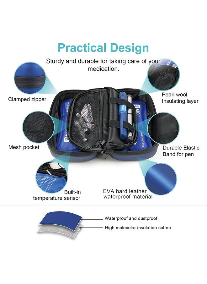 Generic - 24h Insulin Cooler Travel Case with Thermometer TSA Approved Refrigerated Medicine Cooler for Travel with Thermometer Temperature Display Diabetic Travel Case Bag with 2 Ice Packs for Daily Life Trip - Image 1