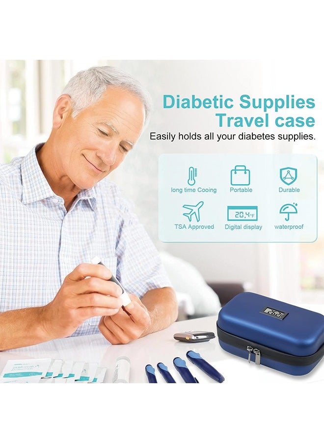 Generic - 24h Insulin Cooler Travel Case with Thermometer TSA Approved Refrigerated Medicine Cooler for Travel with Thermometer Temperature Display Diabetic Travel Case Bag with 2 Ice Packs for Daily Life Trip - Image 1