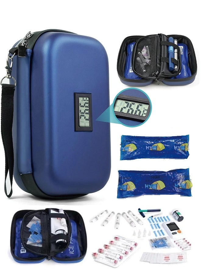Generic - 24h Insulin Cooler Travel Case with Thermometer TSA Approved Refrigerated Medicine Cooler for Travel with Thermometer Temperature Display Diabetic Travel Case Bag with 2 Ice Packs for Daily Life Trip - Image 1