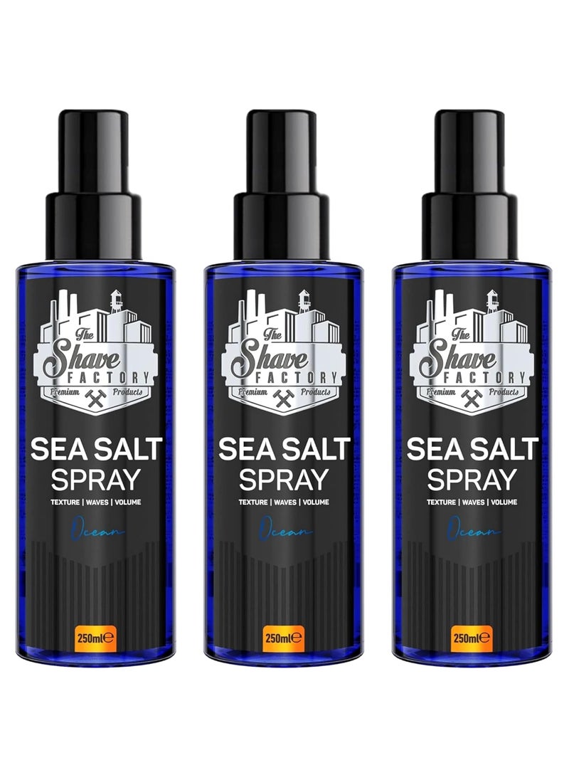 the shave factory the shave factory Ocean  Sea Salt Spray Salt Water Spray Hair Salt Spray for Hair Volume Spray Texture Spray Hair 3 x 250 ml 845 Floz 