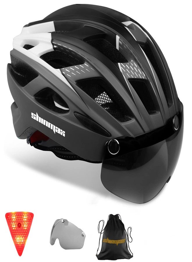 Shinmax Bike Helmet, CPSC/CPC Bike Helmet for Adult Men Women with Magnetic Goggles&Led Back Light Cycling Helmet Adjustable SM-T69 - Image 1