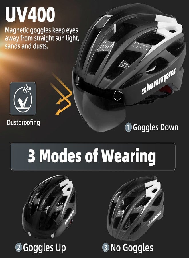 Shinmax Bike Helmet, CPSC/CPC Bike Helmet for Adult Men Women with Magnetic Goggles&Led Back Light Cycling Helmet Adjustable SM-T69 - Image 3