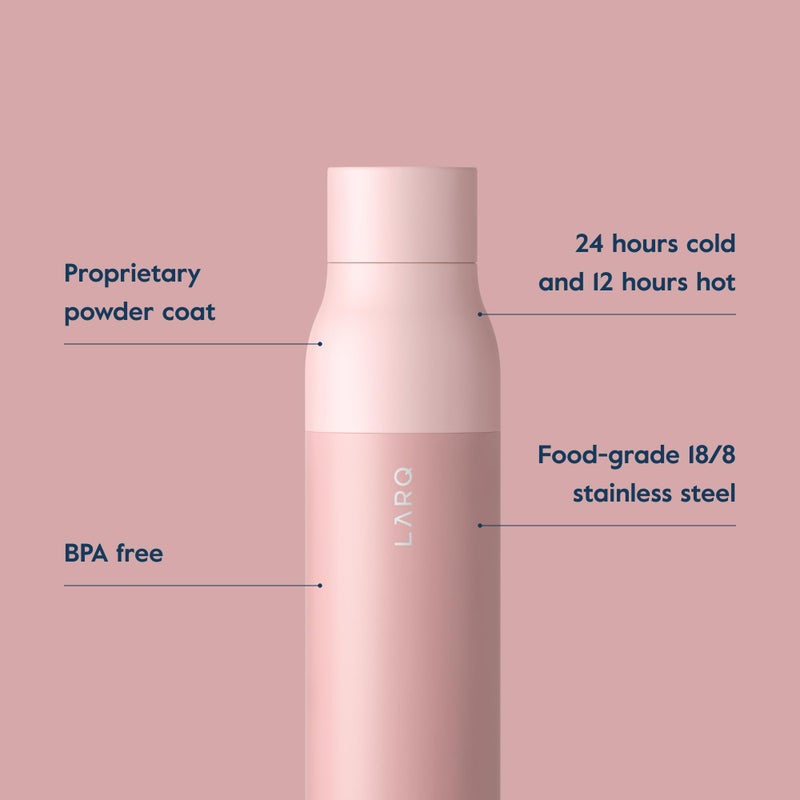 LARQ Bottle Twist Top 17 oz - Insulated Stainless Steel Water Bottle | BPA Free | Reusable for Camping, Office, Travel | Keeps Drinks Cold and Hot, Himalayan Pink - Image 3