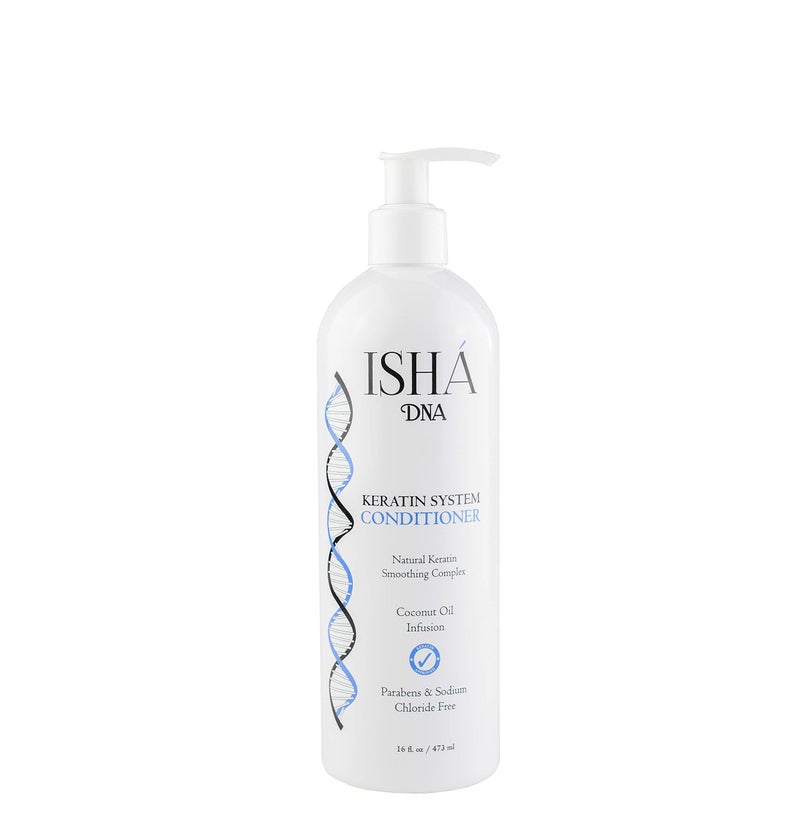 ISHA DNA Keratin Treatment System Conditioner - Sulfate and Parabens Free - Perfect for Keratin Treated Hair - Infused with Coconut Oil - For All Hair Types. (16 Fl Oz.) - Image 1