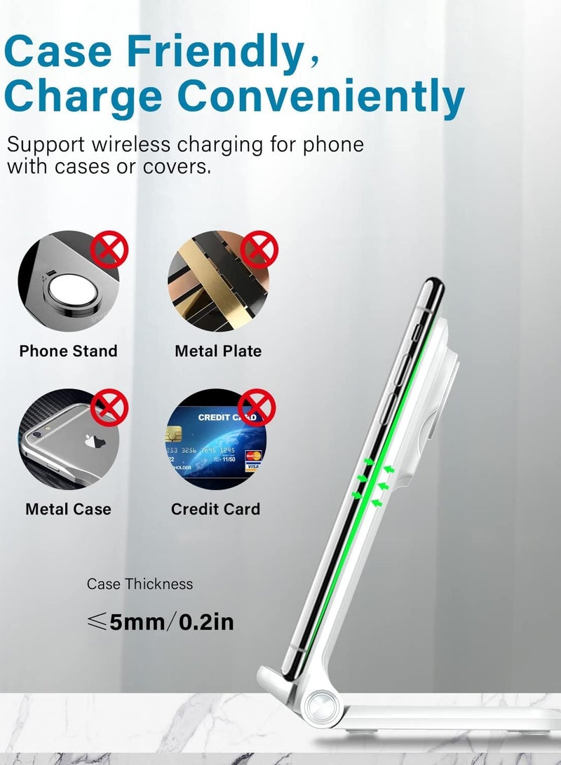 General Wireless Charger 3 in 1 Fast Wireless Charging 15W Foldable Charging Stand Compatible for iWatch Series 7/6/5/4/3/2/SE iPhone 14/13/12/11/X/SE/8  - Image 4