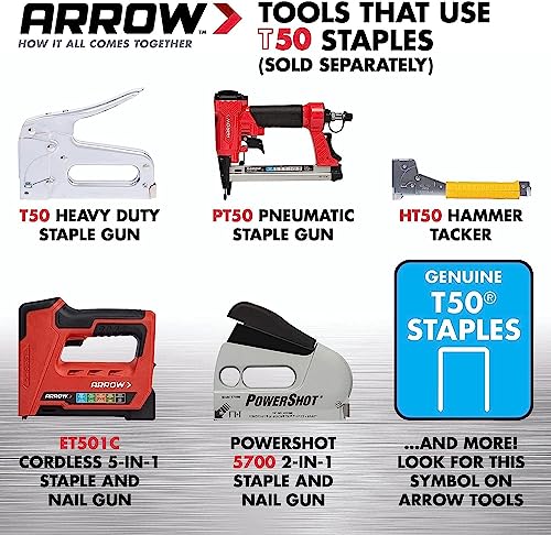 Arrow Fastener دبابيس أرو 506 T50 الثقيلة، طول الساق 3/8 بوصة، عرض التاج 3/8 بوصة، دبابيس للتنجيد، البناء، الأثاث، الحرف، عبوة 1250 - Image 3