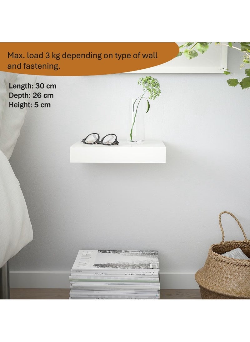 Wall Shelf - Display Shelf - White Shelf (Particleboard & Fibreboard) 30x26cm  - Image 2