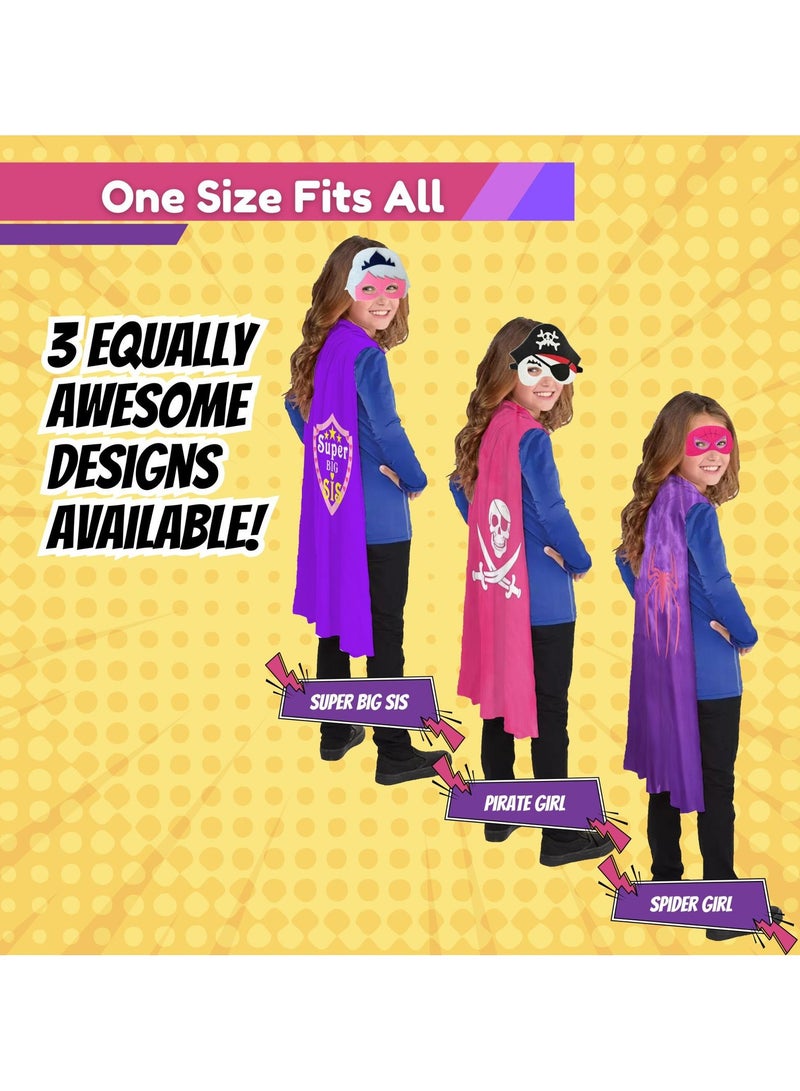 المنزل الذكي مجموعة قناع ورأس سوبر جيرل من هوم سمارت مكونة من 3 قطع سوبر بيج سيس القراصنة فتاة وفتاة سوبر تصاميم كلاسيكية للأطفال والحفلات أزياء الفتيات الخارقات - Image 2
