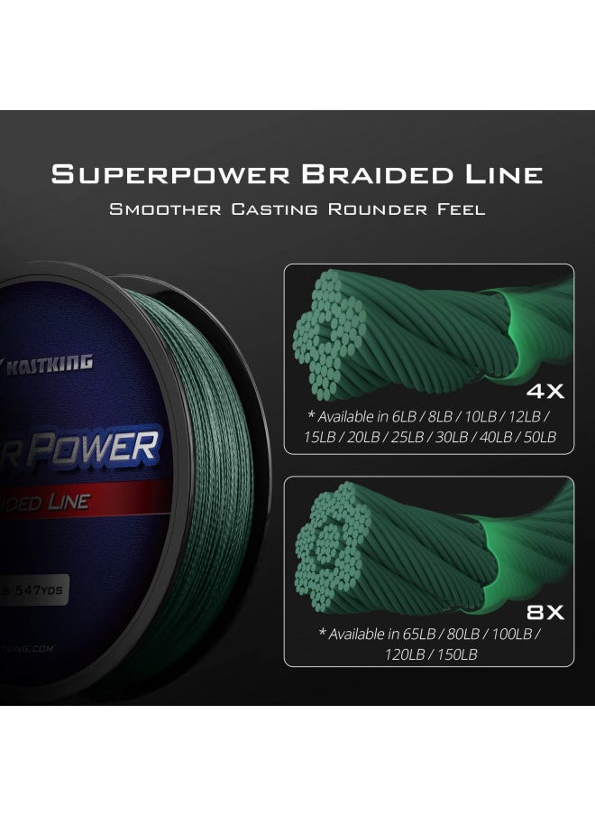 KastKing SuperPower Braided Fishing Line,Moss Green,20 LB,327 Yds
