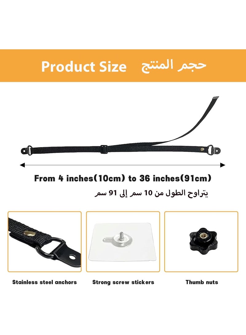 احزمة امان للتلفزيون قابلة للتعديل، عبوة من قطعتين من احزمة الاثاث المضادة للانحناء، اشرطة تثبيت تثبت على الحائط بدون ثقب، مثبتات اثاث لحماية الاطفال والجدار والخزانة الى الحائط او الحامل او المكتب - Image 2
