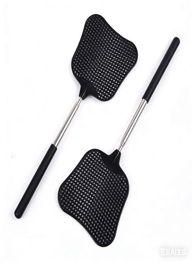 redtrout Fly Swatter, Elescopic Fly Swatters, FlySwatter for Indoor Outdoor Classroom with Stainless Steel Handle 2PCS - Image 1