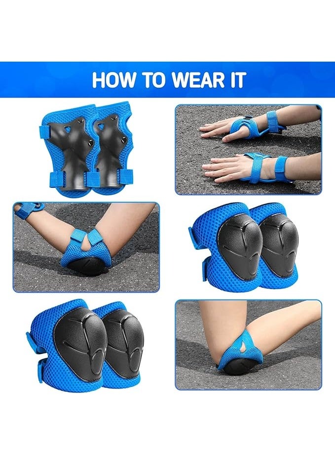 Generic Kids Protective Gear Set Knee Pads for Kids 3-14 Years Toddler Knee and Elbow Pads with Wrist Guards 3 in 1 for Skating Cycling Bike Rollerblading Scooter  - Image 4