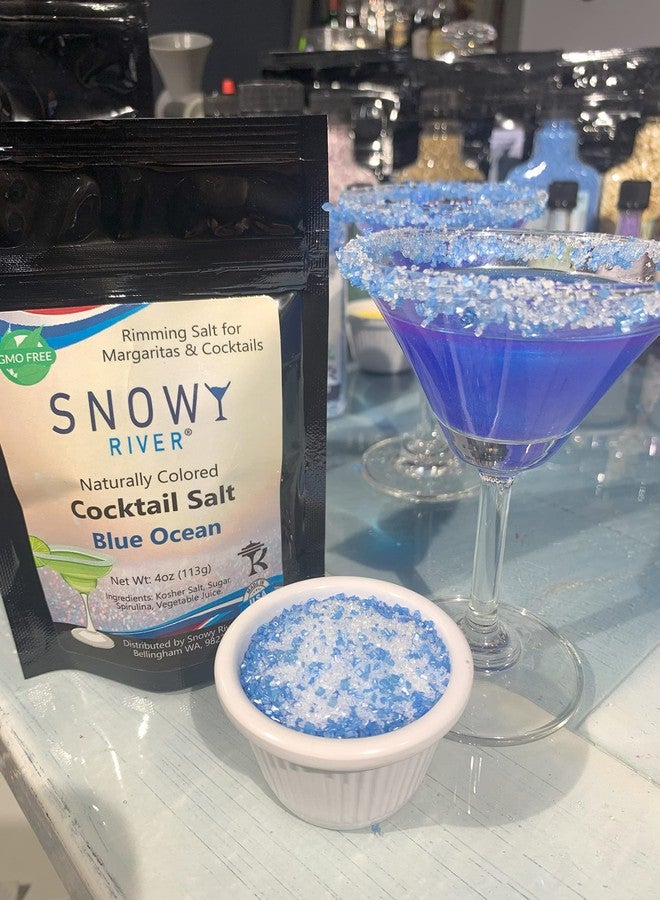 مزيج ملح كوكتيل سكري من Snowy River Blue Ocean - ملح مارغريتا ملون طبيعياً مع لمحات من السكر، لتزيين حواف أكواب المارغريتا والمشروبات والكوكتيلات، ملح زخرفي، كوشير (كيس 8 أونصة) - Image 4