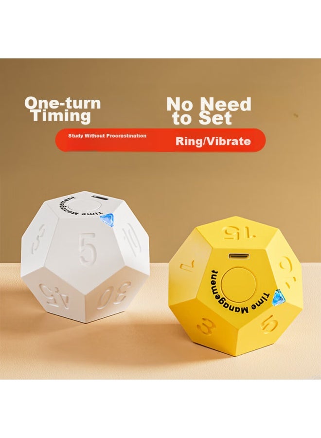 Qt-timer Timer For Students' Learning, Children's Time Management Tool, Timed Visual Cube Flip Countdown Timer Hbkjsq-02 Cream White - Image 1