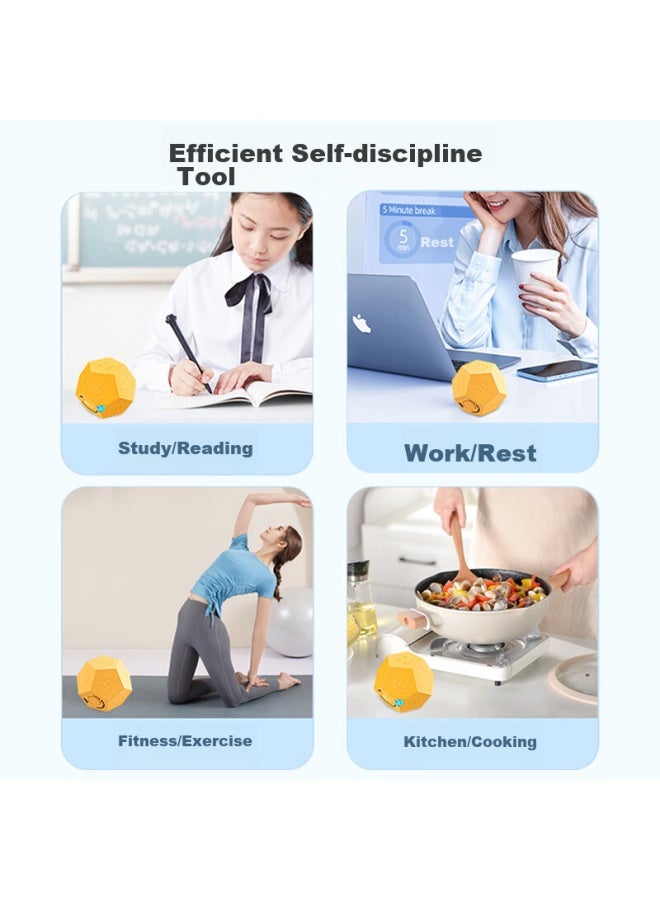 Qt-timer Timer For Students' Learning, Children's Time Management Tool, Timed Visual Cube Flip Countdown Timer Hbkjsq-02 Cream White - Image 2