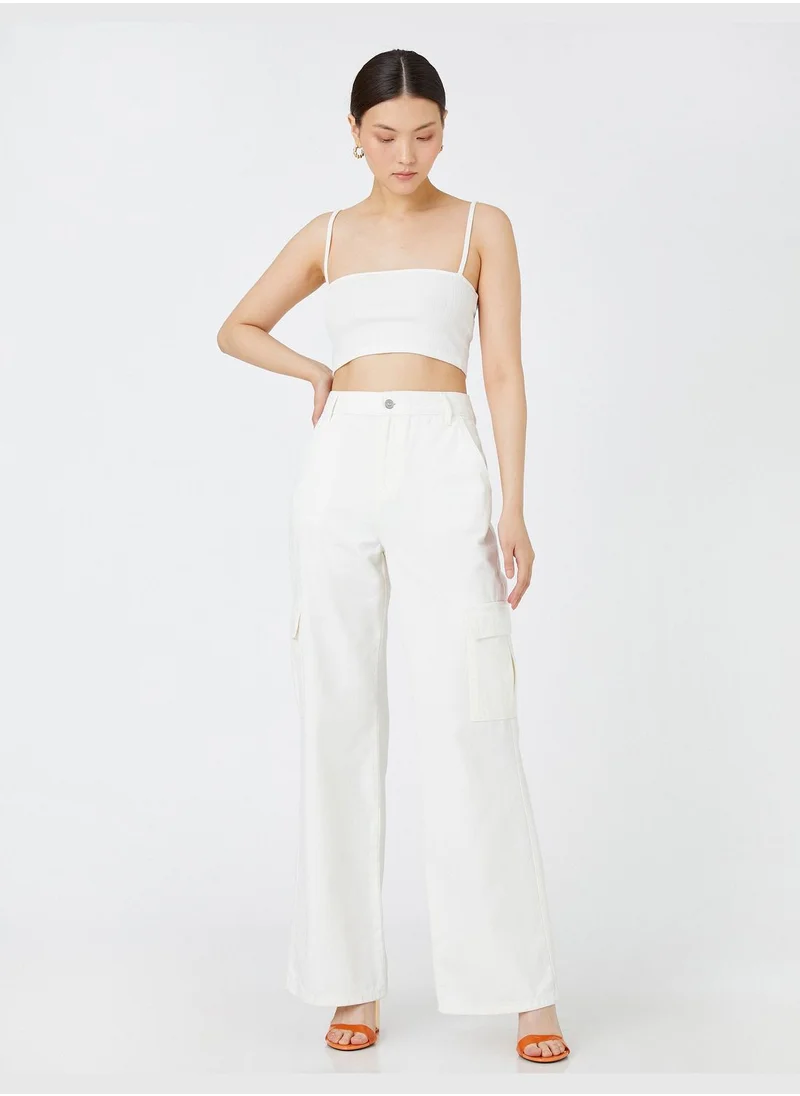 كوتون Cargo Trousers High Waist Pocket Detail - Bianca Jean