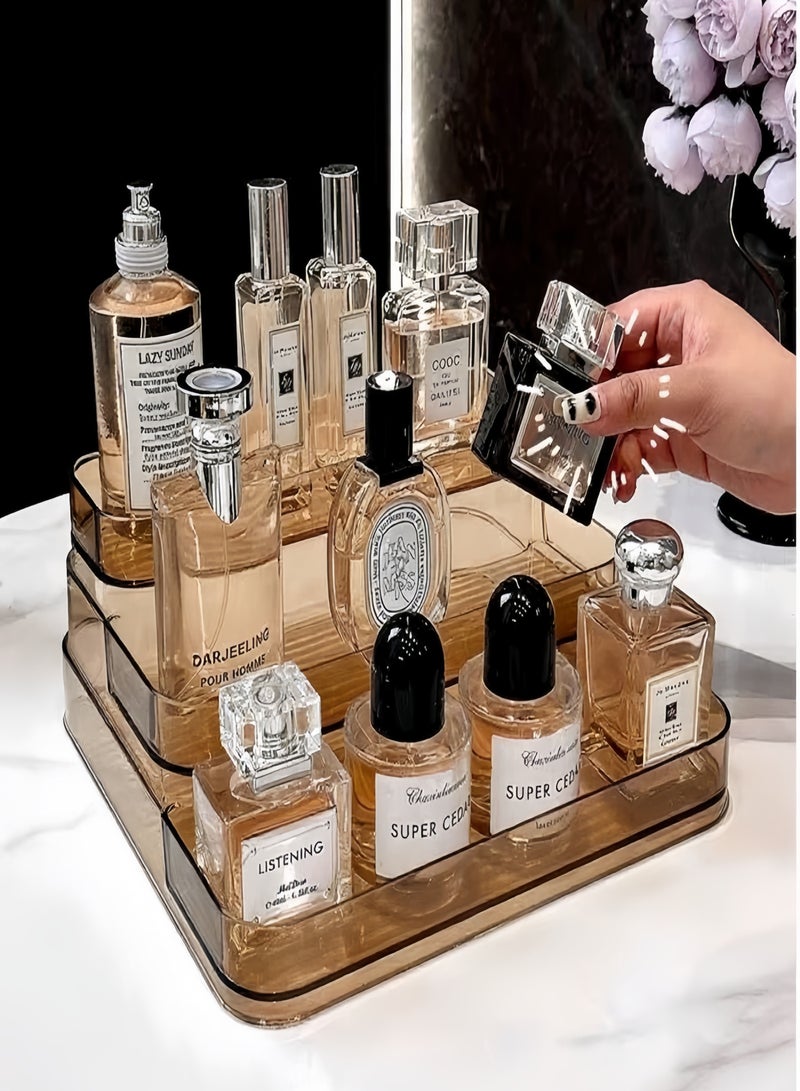 Perfume Cosmetics Organizer, Bathroom Organizer Countertop 3Tier Cosmetic Shelf Makeup Skincare Vanity Storage Tray for Dresser Cosmetic Makeup Brushes Toiletries Kitchen Spice Rack - Image 5