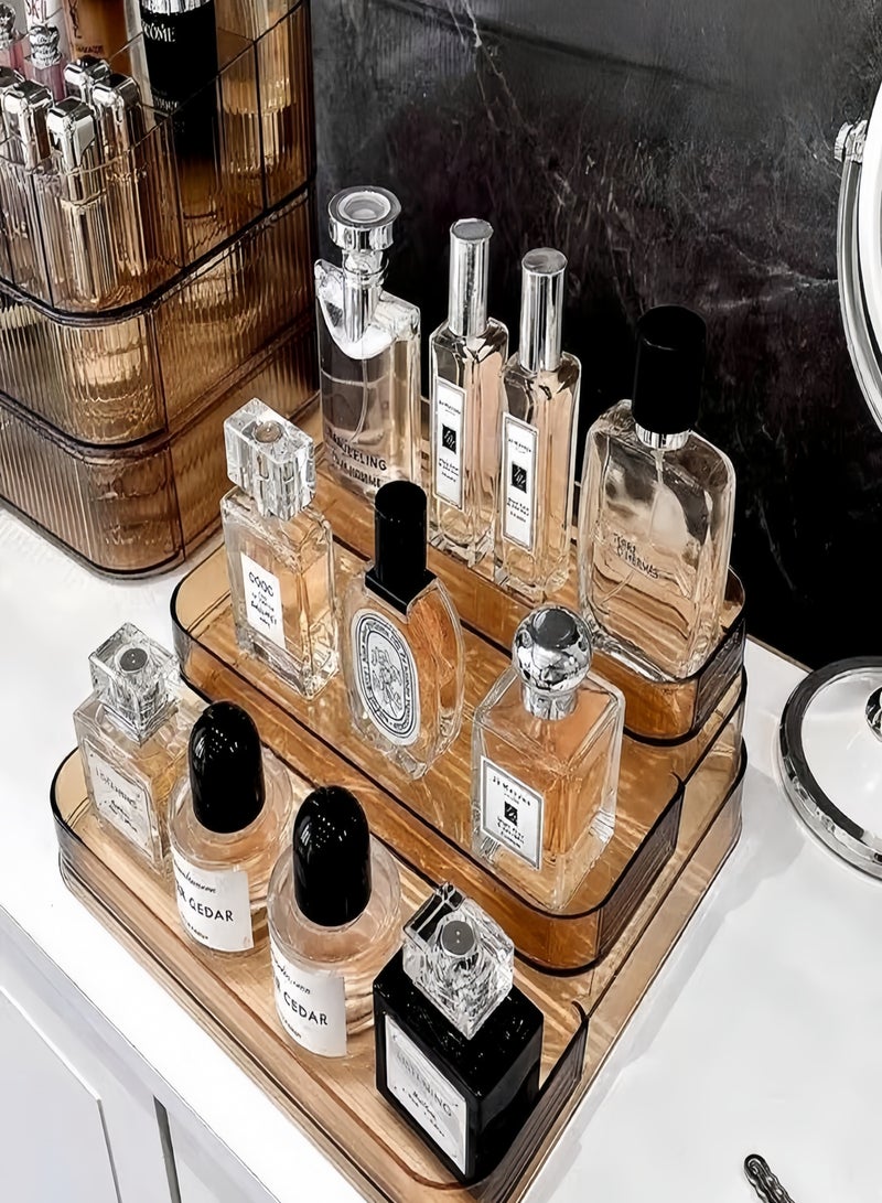 Perfume Cosmetics Organizer, Bathroom Organizer Countertop 3Tier Cosmetic Shelf Makeup Skincare Vanity Storage Tray for Dresser Cosmetic Makeup Brushes Toiletries Kitchen Spice Rack - Image 4