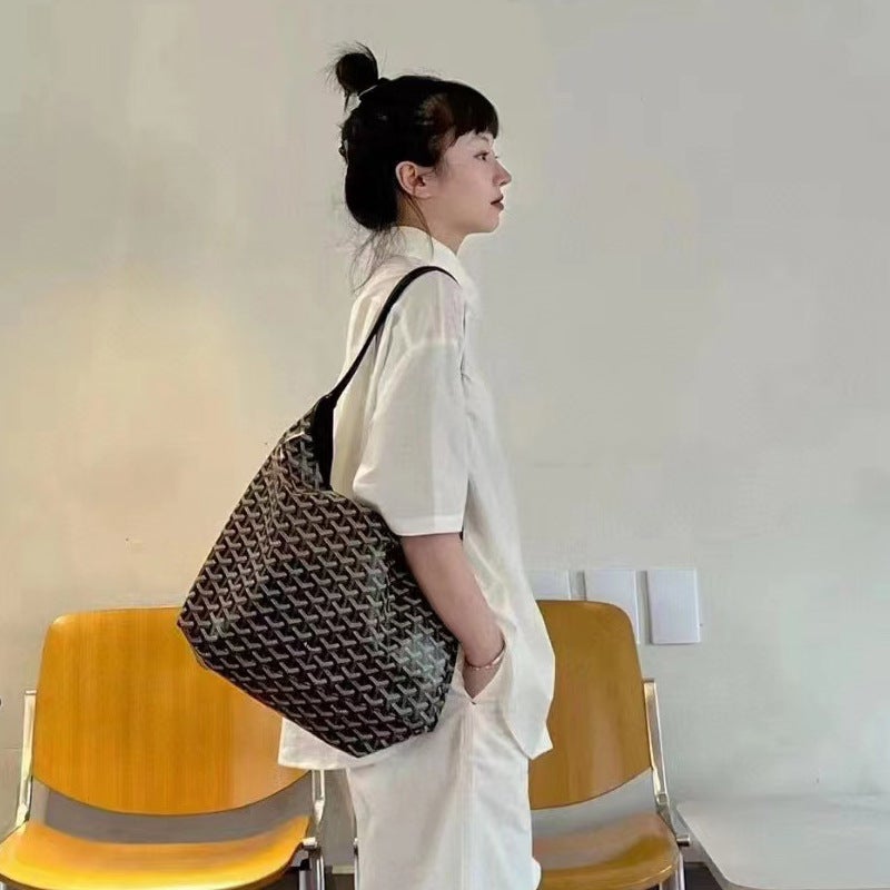 2024 Genuine Leather Tote Bag Tote Shopping Bag Satchel Letter Zipper Shoulder Dog Tooth Hobo Armpit Bag For Women Work Clothing - Image 3