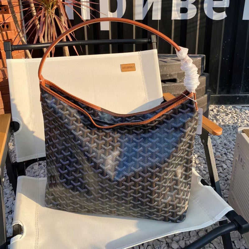 2024 Genuine Leather Tote Bag Tote Shopping Bag Satchel Letter Zipper Shoulder Dog Tooth Hobo Armpit Bag For Women Work Clothing - Image 2