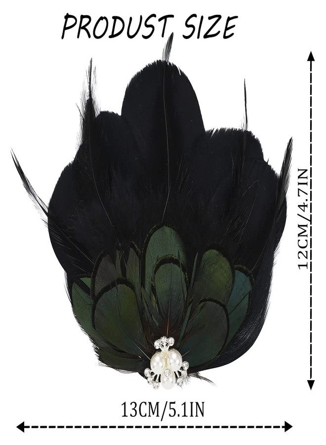 GENBREE Black Feather Hair Clip 1920s Flapper Headpiece Crystal Feather Headband Prom Party Hair Accessories for Women - Image 5