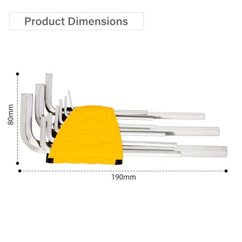 Deli DL3590 1.5-10mm Long Flat End Hex Key Set Cr-V Construction with Chrome-Plated Surface Corrosion Resistant & Normal Handle Length Universal Applications (9pc, 1.5,2,2.5,3,4,5,6,8, 10mm, Silver) - Image 2