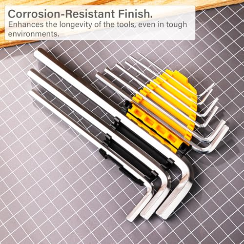 Deli DL3590 1.5-10mm Long Flat End Hex Key Set Cr-V Construction with Chrome-Plated Surface Corrosion Resistant & Normal Handle Length Universal Applications (9pc, 1.5,2,2.5,3,4,5,6,8, 10mm, Silver) - Image 4