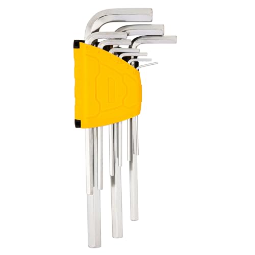 Deli DL3590 1.5-10mm Long Flat End Hex Key Set Cr-V Construction with Chrome-Plated Surface Corrosion Resistant & Normal Handle Length Universal Applications (9pc, 1.5,2,2.5,3,4,5,6,8, 10mm, Silver) - Image 1