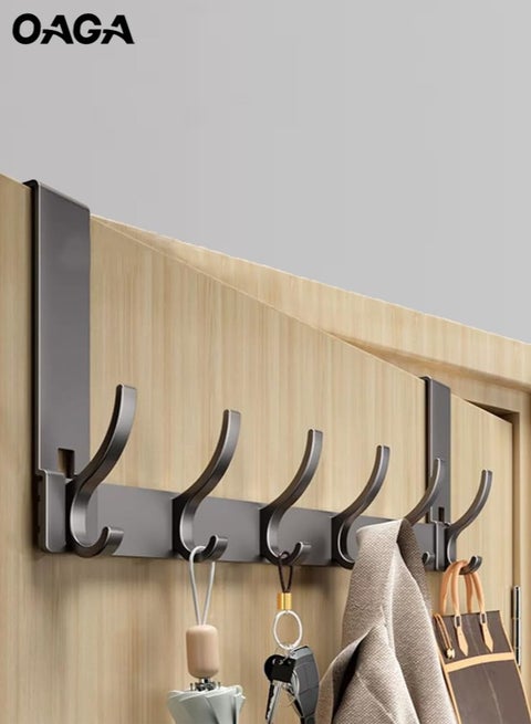 Over Door Hook Hanger With 6 Hooks - Rust Resistant Space Saving Organizer Rack for Coat, Towel, Bag, Robe - Maximize Home Storage