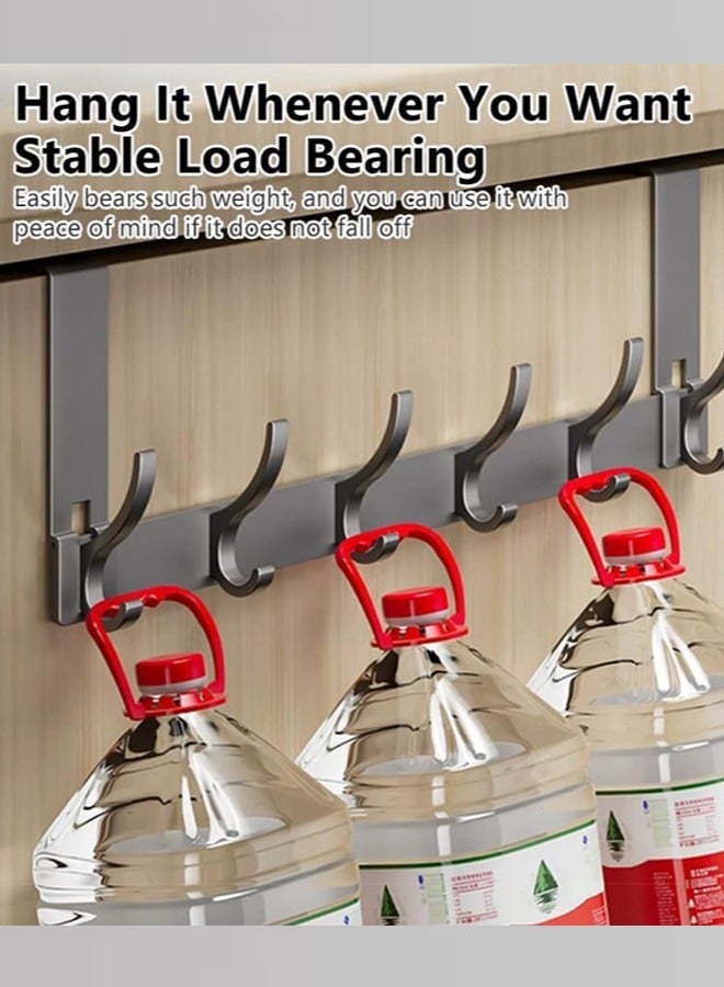 أوجا خطاف معلق على الباب مع 6 خطافات - رف منظم مقاوم للصدأ يوفر المساحة للمعاطف، المناشف، الحقائب، الأردية - لتعظيم التخزين المنزلي - Image 3