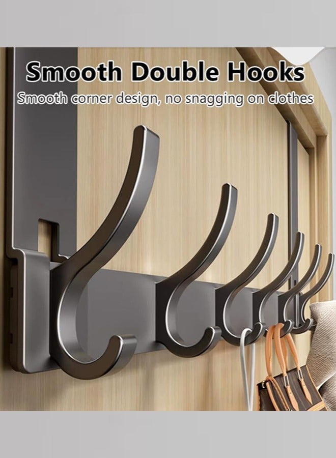 أوجا خطاف معلق على الباب مع 6 خطافات - رف منظم مقاوم للصدأ يوفر المساحة للمعاطف، المناشف، الحقائب، الأردية - لتعظيم التخزين المنزلي - Image 5
