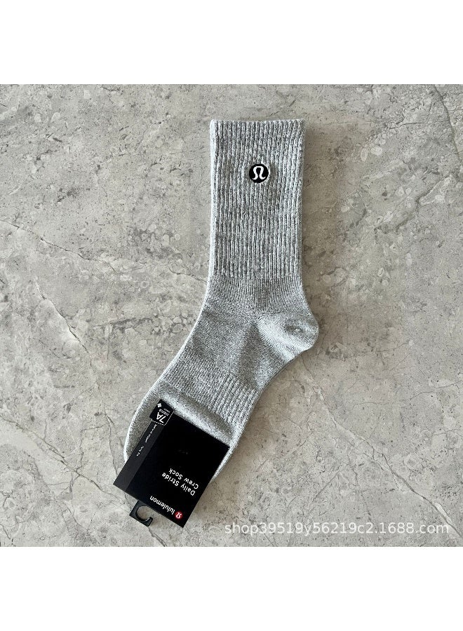 Lululemon Men's  Solid Color Embroidered High-Cut Athletic Socks