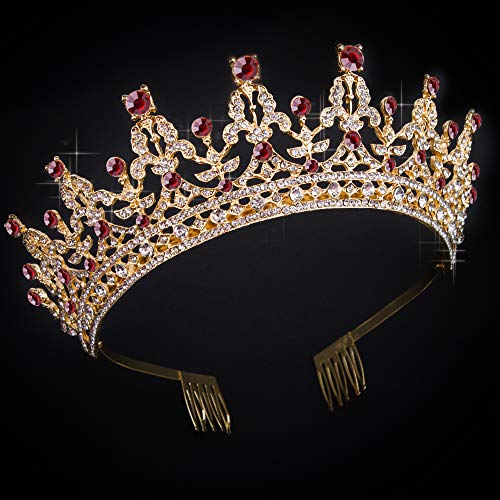 COCIDE Dark Gold Tiara and Crown for Women Crystal Bride Wedding Crowns with Comb for Women Girls Rhinestone Headband for Birthday Prom Halloween Bridal Party Mother's Day Gift - Image 1