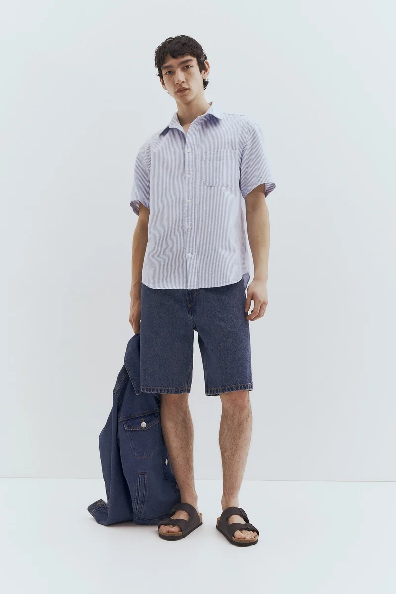 H&M Regular Fit Short-sleeved Oxford shirt