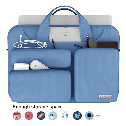 Probus 360 Protective Laptop Shoulder Bag for 13.3 Inch Laptop/MacBook/Chromebook/Notebook Water Resistant Sleeve Case Cover Office Bag – Sky Blue - Image 4