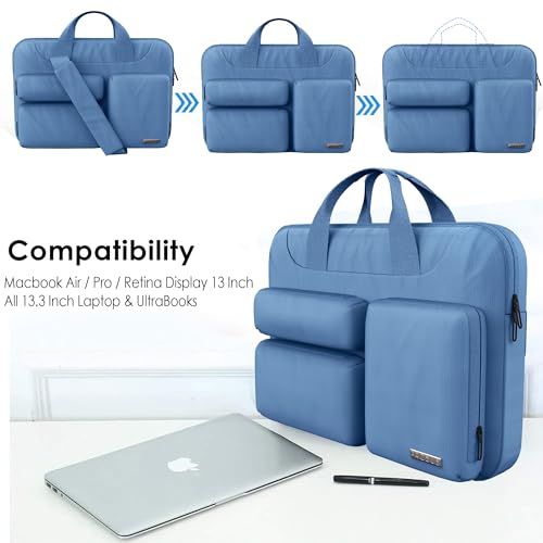 Probus 360 Protective Laptop Shoulder Bag for 13.3 Inch Laptop/MacBook/Chromebook/Notebook Water Resistant Sleeve Case Cover Office Bag – Sky Blue - Image 2