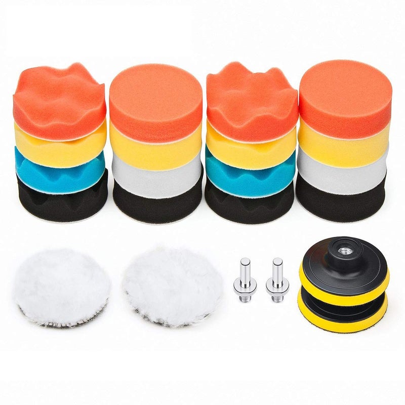 Petutu Car Foam Drill Polishing Pad Kit 22 PCS, 3 Inch Buffing Pads - Image 1