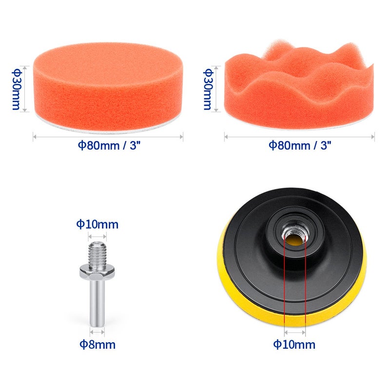 Petutu Car Foam Drill Polishing Pad Kit 22 PCS, 3 Inch Buffing Pads - Image 2
