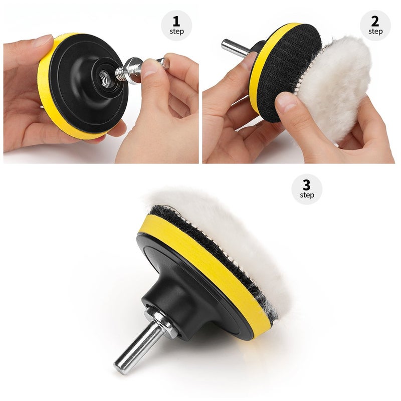 Petutu Car Foam Drill Polishing Pad Kit 22 PCS, 3 Inch Buffing Pads - Image 4