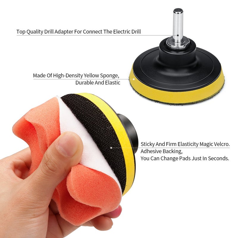 Petutu Car Foam Drill Polishing Pad Kit 22 PCS, 3 Inch Buffing Pads - Image 3