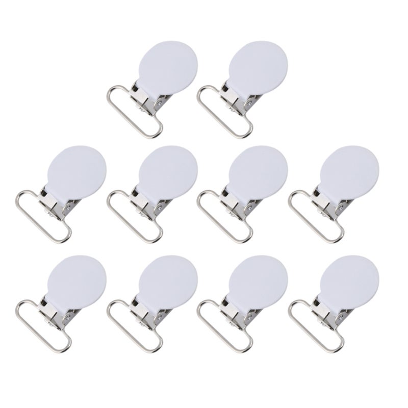 Suspender Clips: 1 White Metal Clip, Sturdy Durable, High Strength Firm Clamp - Glossy Elegant Design, DIY Accessory Clip for Baby Pacifier Straps & Clothing DIY Projects - Image 5
