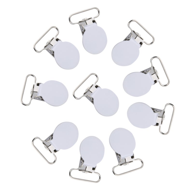 Suspender Clips: 1 White Metal Clip, Sturdy Durable, High Strength Firm Clamp - Glossy Elegant Design, DIY Accessory Clip for Baby Pacifier Straps & Clothing DIY Projects - Image 4