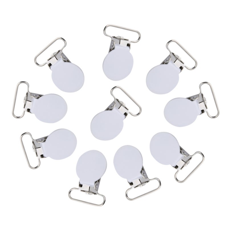 Suspender Clips: 1 White Metal Clip, Sturdy Durable, High Strength Firm Clamp - Glossy Elegant Design, DIY Accessory Clip for Baby Pacifier Straps & Clothing DIY Projects - Image 3
