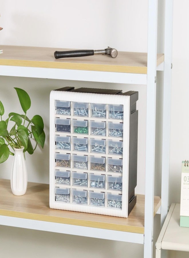 جونيس منظم خزانة الحرف اليدوية من جونيس، خزانة قطع بلاستيكية بـ 24 درجًا، صندوق تخزين أدوات للبراغي والصواميل والأجزاء الصغيرة - Image 3