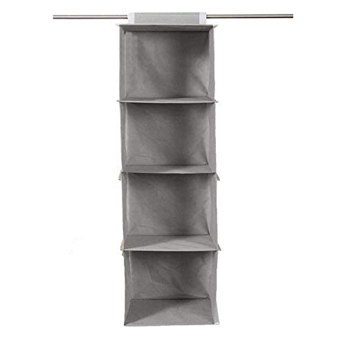 ACORMEK Hanging Organizer, 4 Tier Closet Wardrobe Organizer Clothes Storage Non Woven Closet Cloth Organizer for Clothes/Foldable Cupboard Storage Boxes (Grey-2, Pack of 2) - Image 3