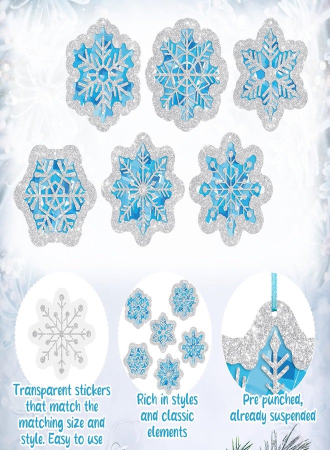 Epakh مجموعة حرف الثلج إيباه 24 مجموعة - مجموعة حرف ورق المناديل الثلجية لتزيين عيد الميلاد - اصنع زينة شجرة عيد الميلاد الخاصة بك لتعليقها في حفلات العطلات - أنشطة منزلية DIY (أزرق لامع) - Image 3