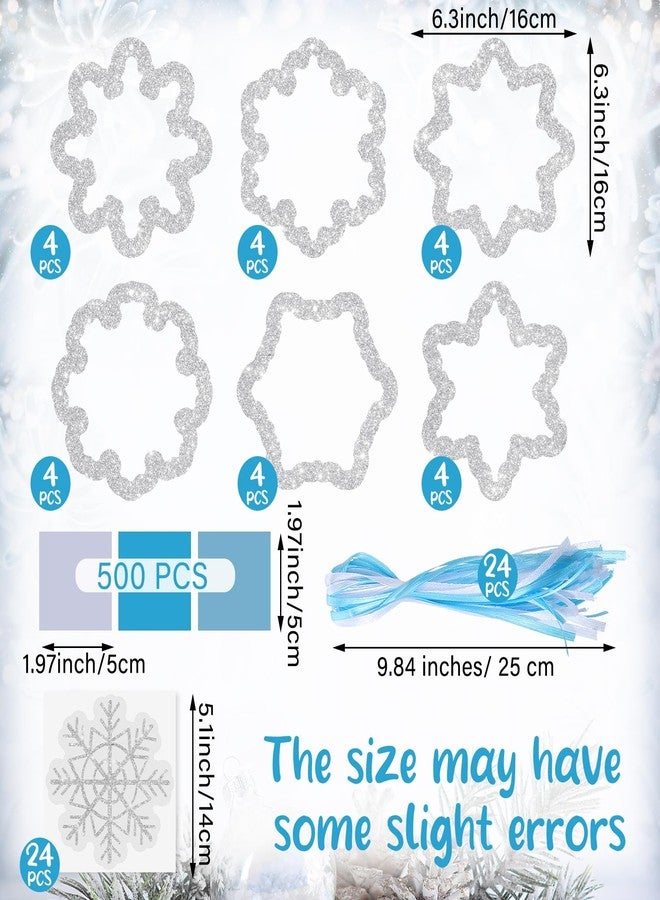Epakh مجموعة حرف الثلج إيباه 24 مجموعة - مجموعة حرف ورق المناديل الثلجية لتزيين عيد الميلاد - اصنع زينة شجرة عيد الميلاد الخاصة بك لتعليقها في حفلات العطلات - أنشطة منزلية DIY (أزرق لامع) - Image 2