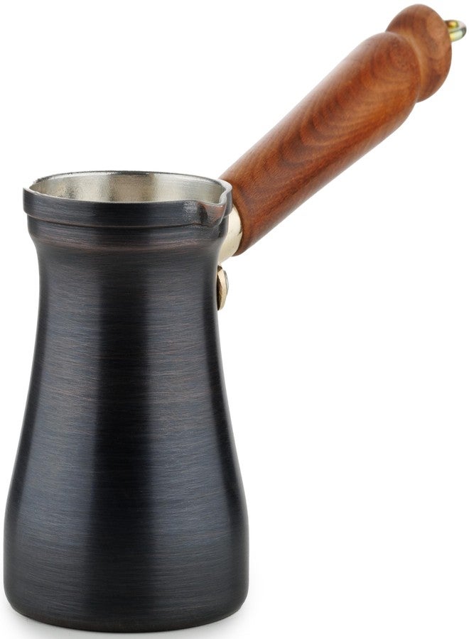 DEMMEX Summer 2024 Brushed Copper Turkish Coffee Pot, Cezve Ibrik Briki, Stovetop Greek Arabic Coffee Maker, Copper & Wooden Handle & Tin Lining, 100% Handcrafted (Patina, 8 fl Oz/2-3 ppl) - Image 2