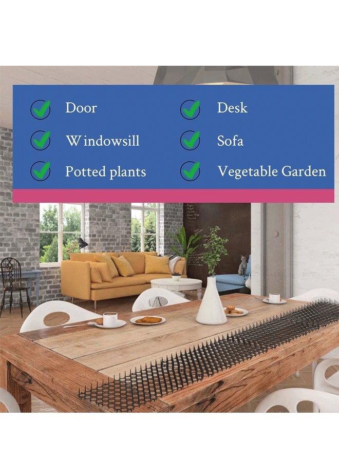 ريليو وسادة طرد فضلات القطط مقاس 13×49 سم مزودة بمسامير للاستخدام الداخلي والخارجي، مضادة للحفر في الحديقة - سجادة مانعة للخدش مزودة بمسامير بلاستيكية مقاس 1 بوصة، حل حاجز - Image 3