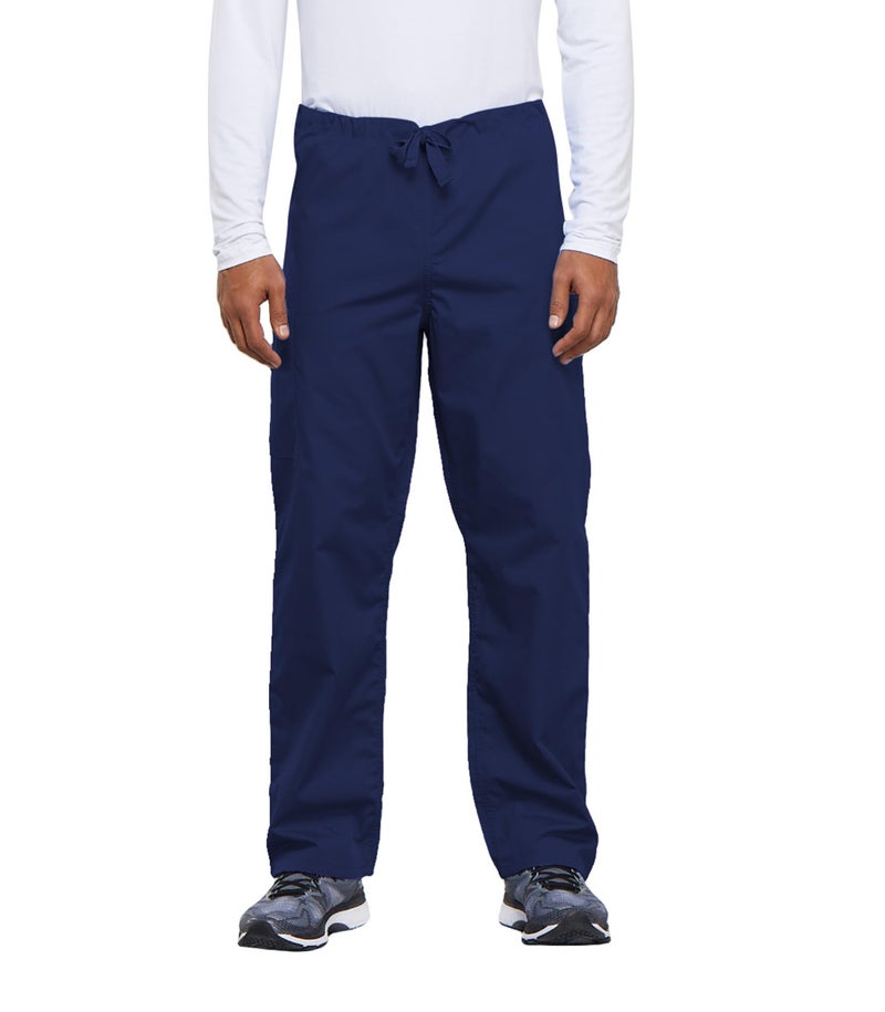 Cherokee Unisex Scrub Pants for Men & Women Drawstring Cargo Medical Uniform Straight Leg Nursing Scrub Bottoms - 4100, XL, Navy - Image 1